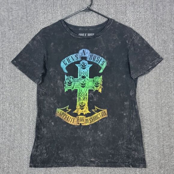 Guns N Roses T-Shirt Womens Medium Black Acid Wash Appetite For Destruction - Picture 1 of 10